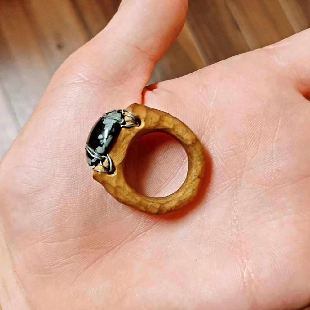 Hand carved avocado pit ring size 9.5